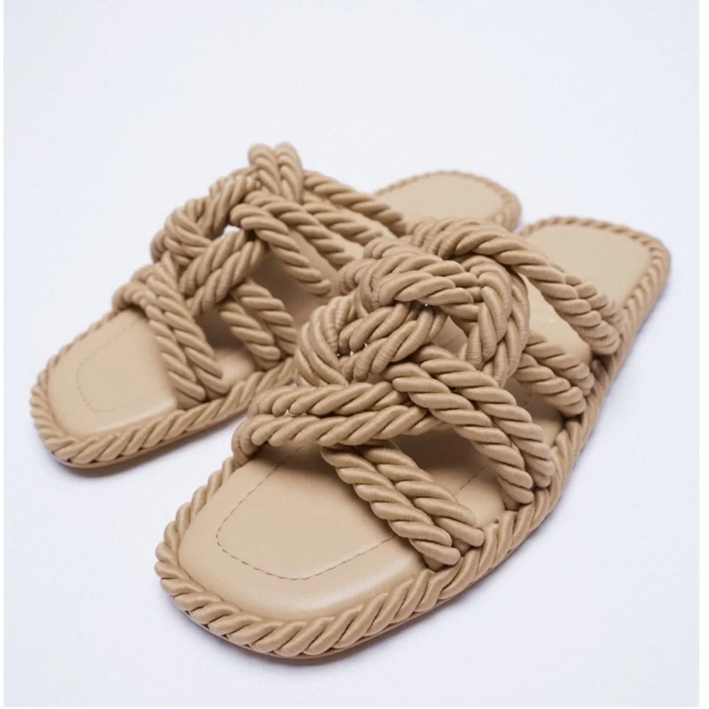 Zara Women's Tan Rope Sandals Size 40 - Picture 4 of 12